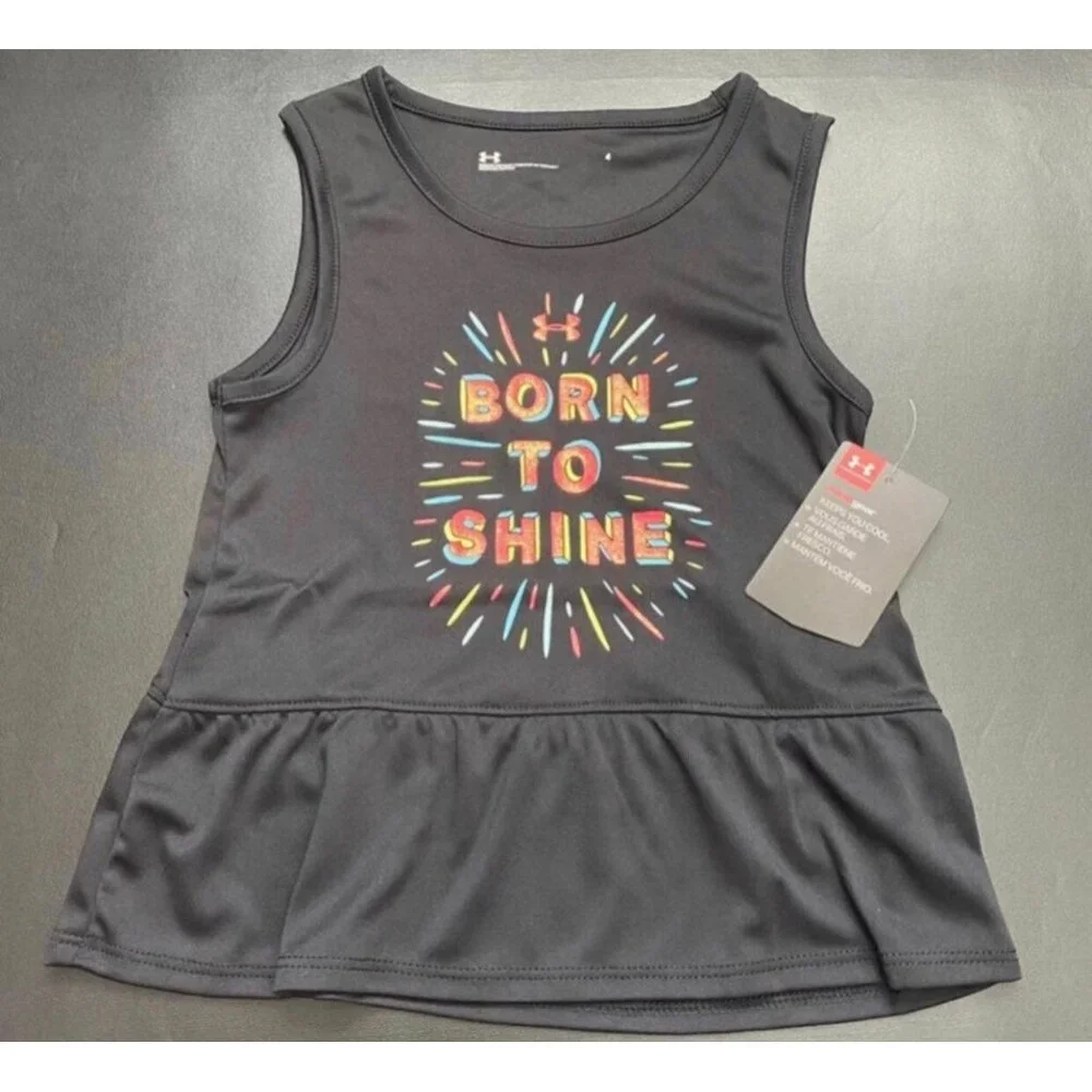 NWT Under Armour Glitter Peplum Athletic Set Girls Size 4